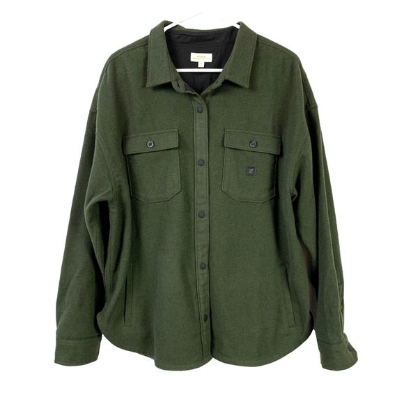 Roark Amberley Flannel Shirt Jacket Military Green Wool Blend Button Pockets XL - Picture 1 of 9